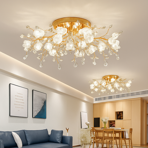 Vintage floral crystal LED ceiling light - vue 4 sur 10