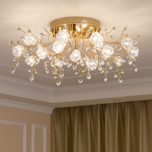 Vintage floral crystal LED ceiling light - vue 8 sur 10
