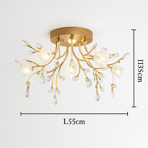 Vintage floral crystal LED ceiling light - vue 9 sur 10