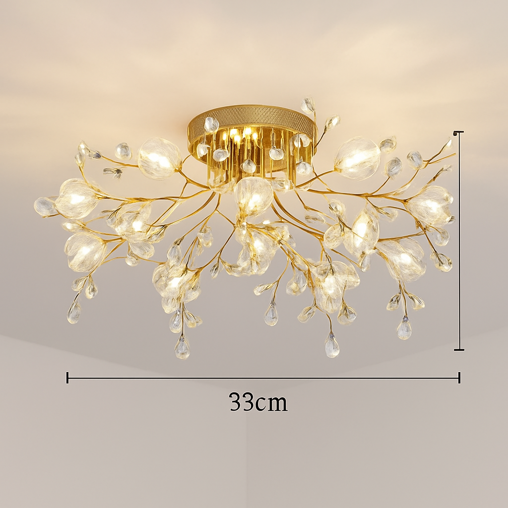 Vintage floral crystal LED ceiling light