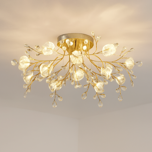 Vintage floral crystal LED ceiling light - vue 2 sur 10