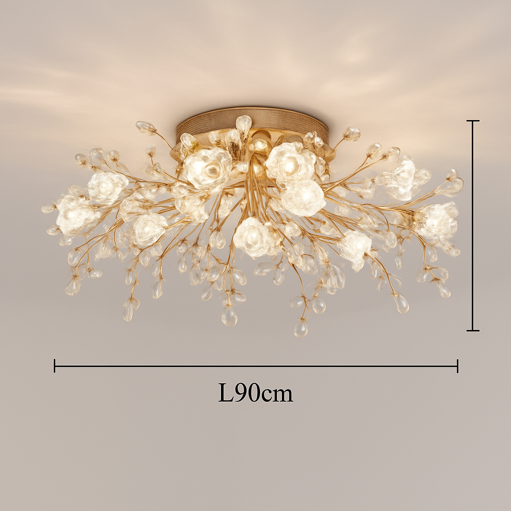 Vintage floral crystal LED ceiling light - vue 10 sur 10