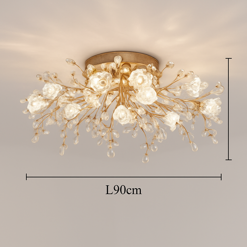 Vintage floral crystal LED ceiling light - vue 11 sur 10