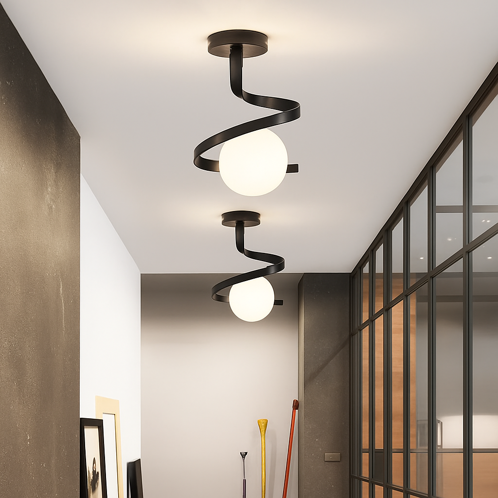 Plafonnier Luminaire Nordique Verre Boule - vue 4 sur 8