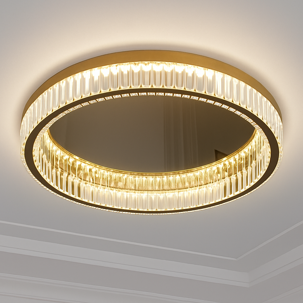 Plafonnier luxe moderne LED dorée rond - vue 4 sur 13
