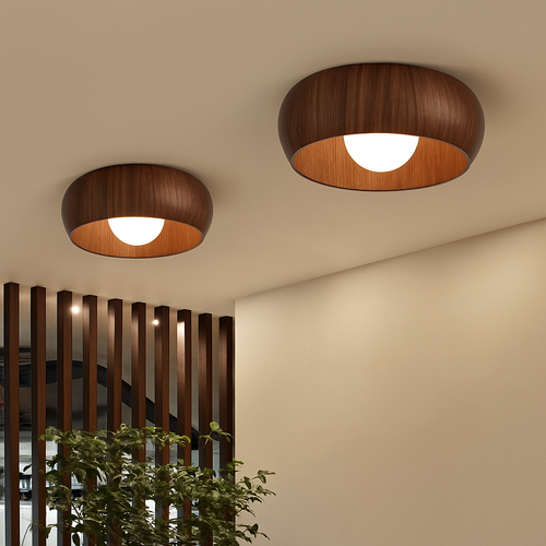 Minimalist retro-style wooden ceiling light for decorative interiors - vue 3 sur 8