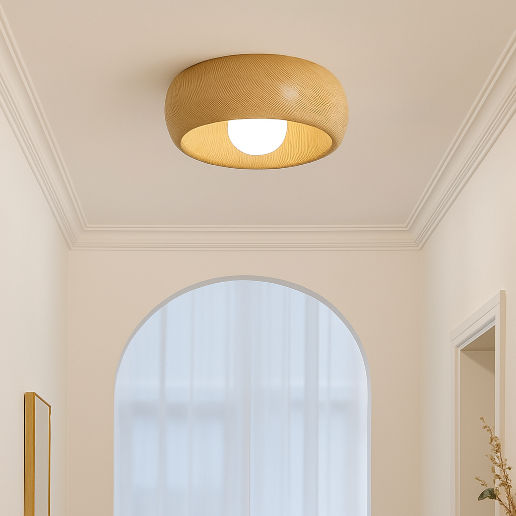 Minimalist retro-style wooden ceiling light for decorative interiors - vue 5 sur 8