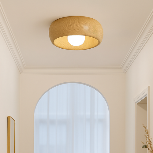 Minimalist retro-style wooden ceiling light for decorative interiors - vue 6 sur 8