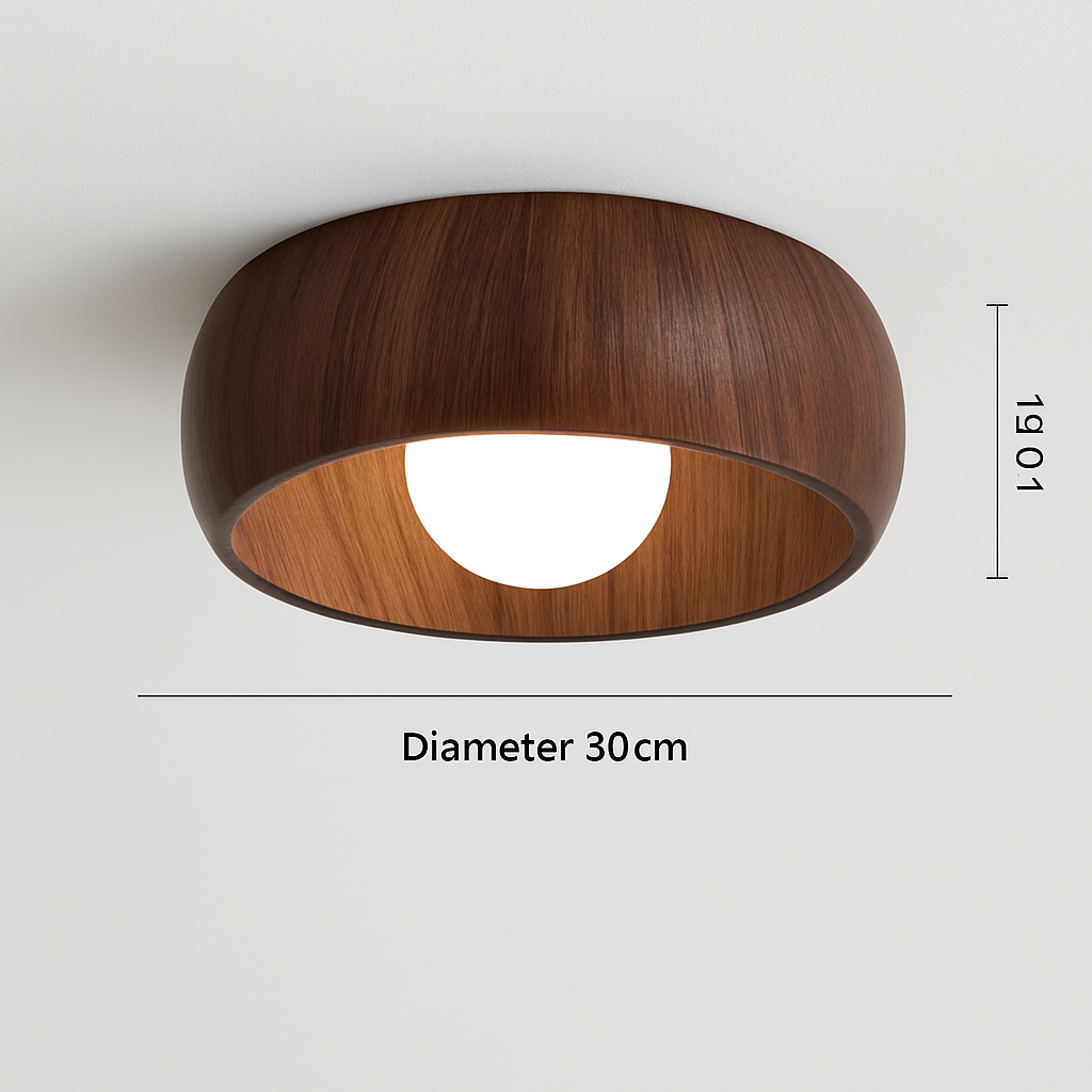 Minimalist retro-style wooden ceiling light for decorative interiors - vue 7 sur 8