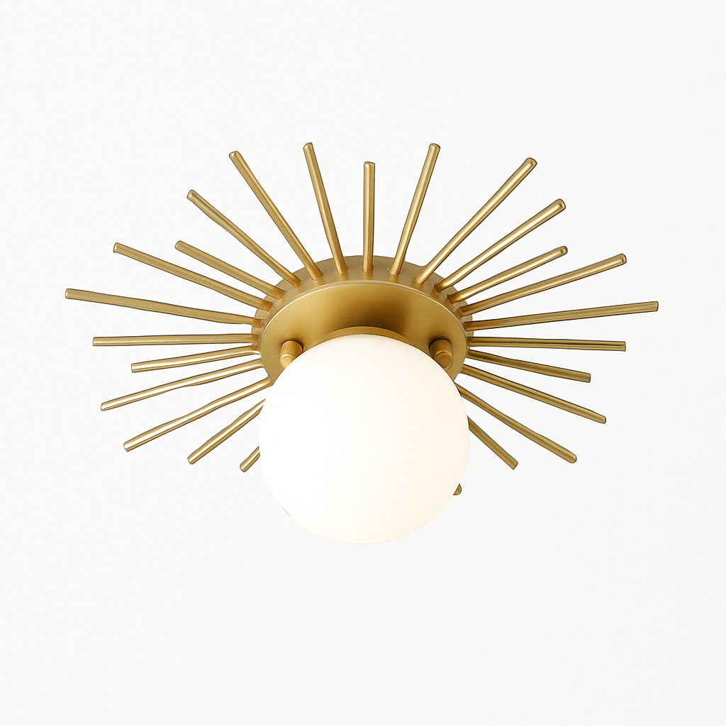 Plafonnier moderne avec boule en verre et métal doré Joha