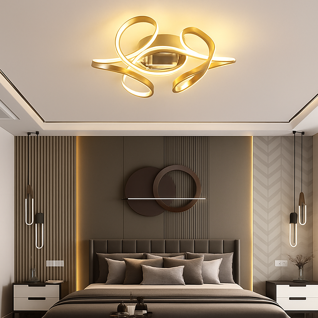 Modern ceiling light with silent fan and integrated lighting