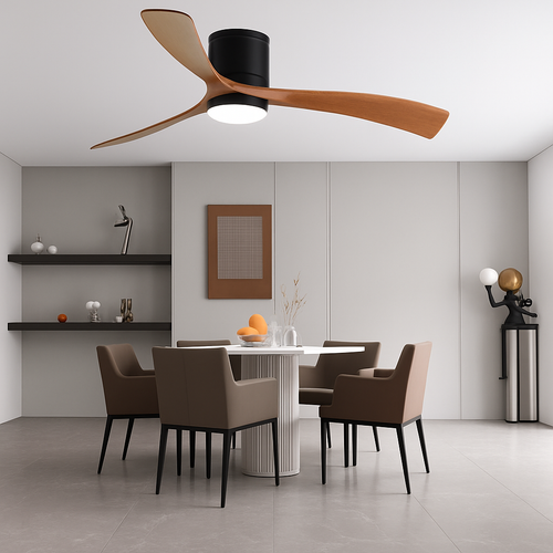 Modern ceiling light with remote control fan and integrated LED - vue 3 sur 12