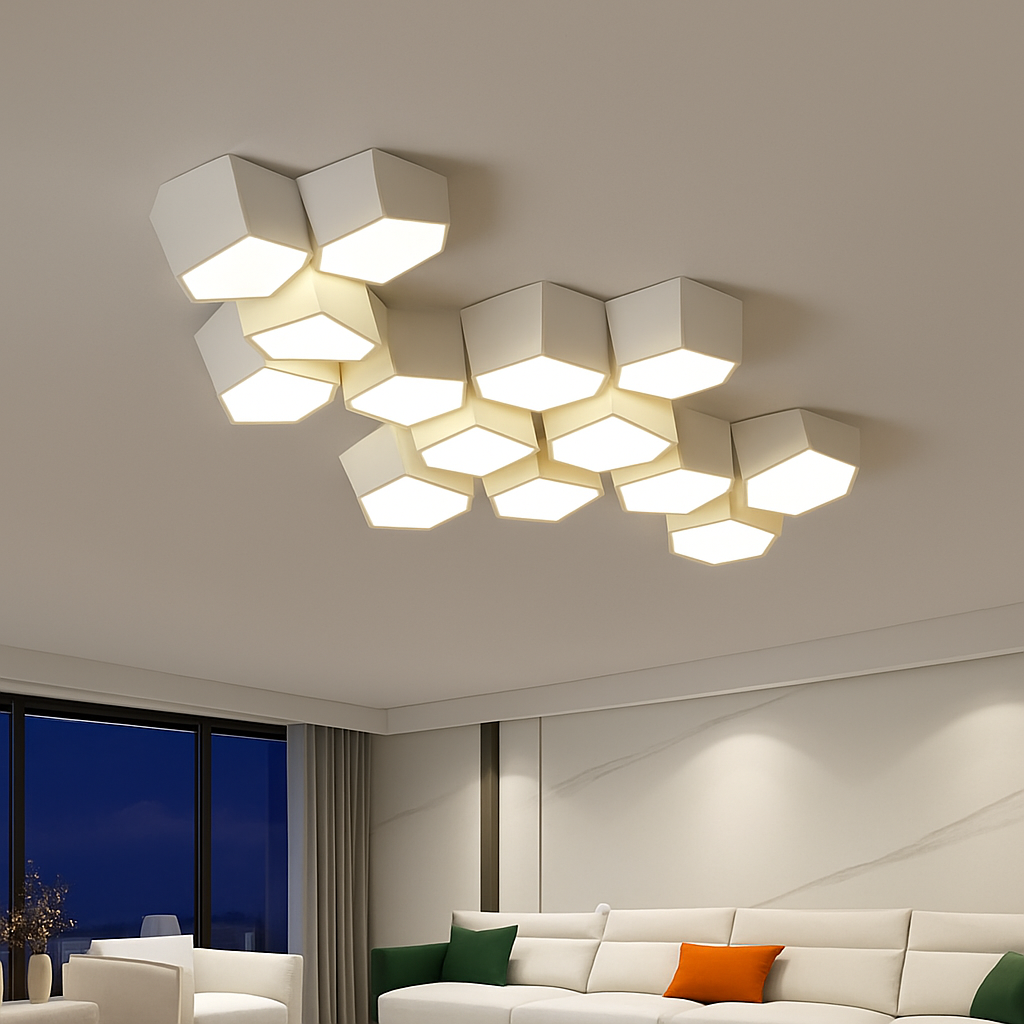 plafonnier moderne en alliage design géométrique pour décoration intérieure - vue 4 sur 12