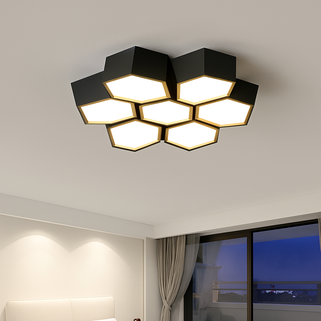 plafonnier moderne en alliage design géométrique pour décoration intérieure - vue 5 sur 12