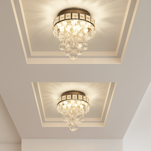 Plafonnier moderne en cristal led suspendu intérieur chrome