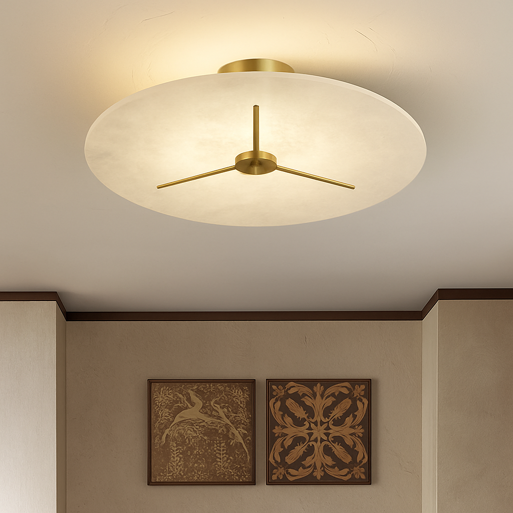 plafonnier moderne en marbre et cuivre pour intérieur élégant - vue 4 sur 9