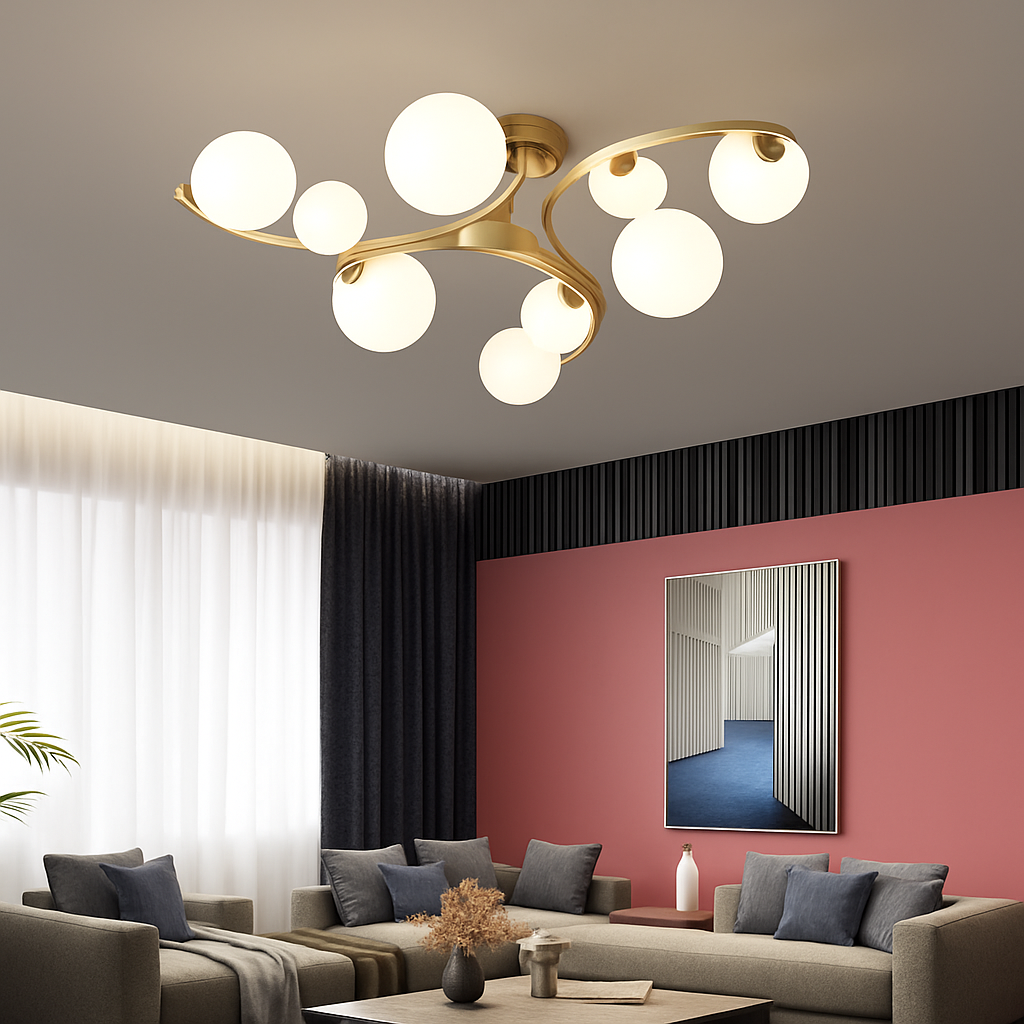 plafonnier moderne en verre design pour intérieur élégant - vue 4 sur 10