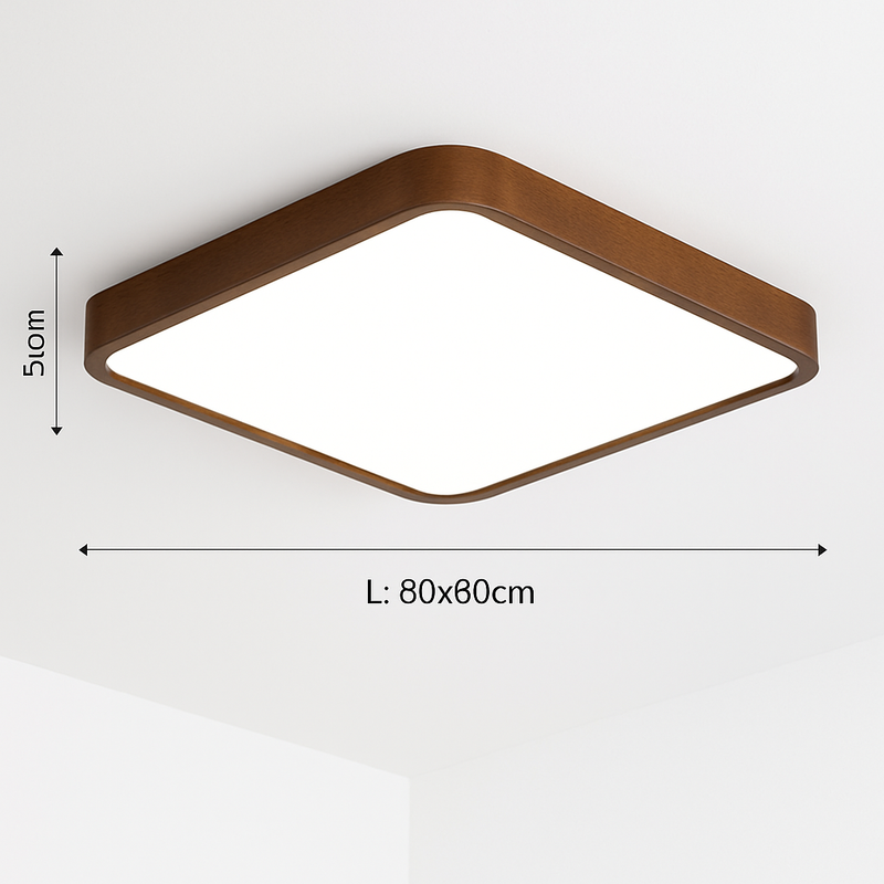 Plafonnier moderne LED en forme géométrique en bois Evelyn