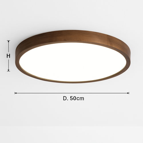 Plafonnier moderne LED en forme géométrique en bois Evelyn