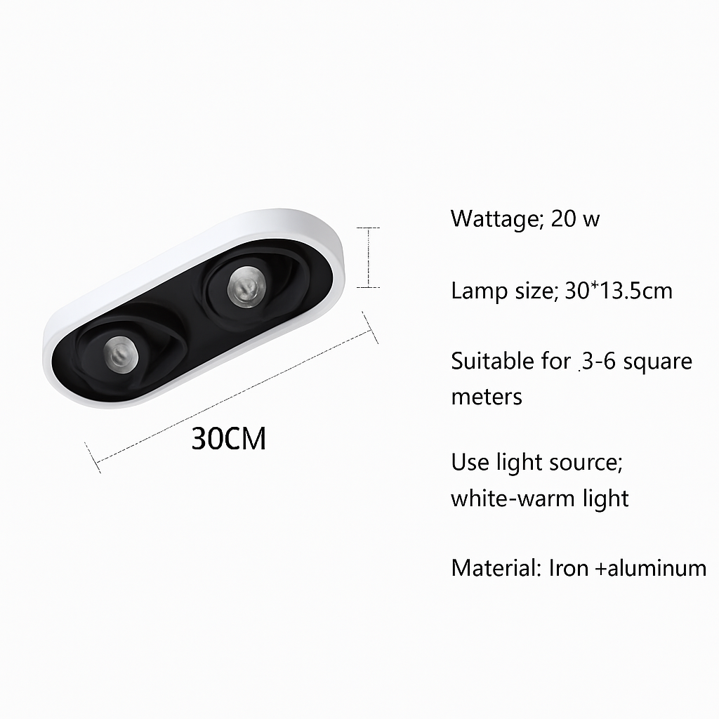 Plafonnier moderne LED ovale avec angle rotatif Charly - vue 8 sur 9