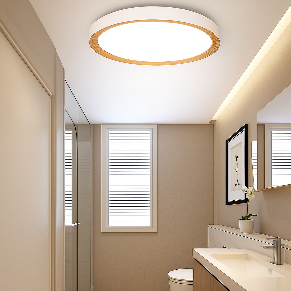 plafonnier moderne à leds en bois pour éclairage intérieur - vue 3 sur 9