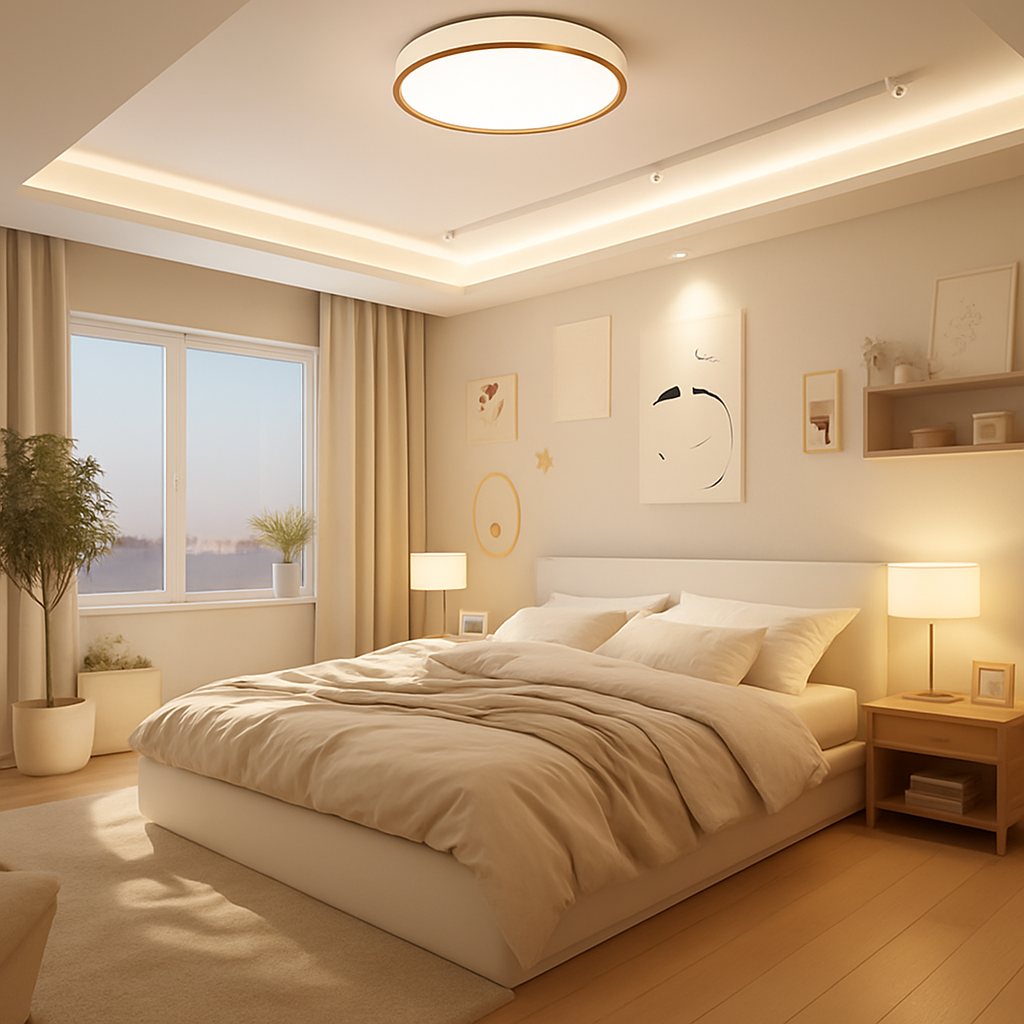 plafonnier moderne à leds en bois pour éclairage intérieur - vue 4 sur 9