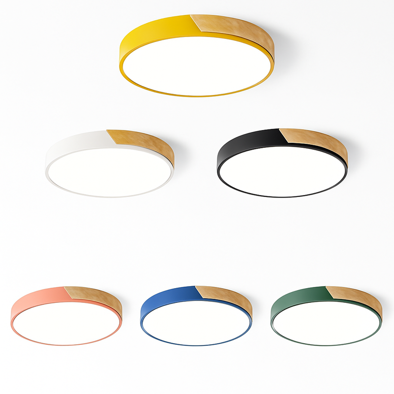 Plafonnier moderne rond métallique et coloré Leonidas