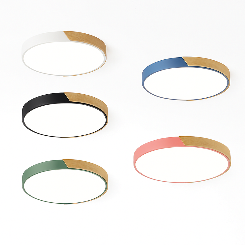 Plafonnier moderne rond métallique et coloré Leonidas