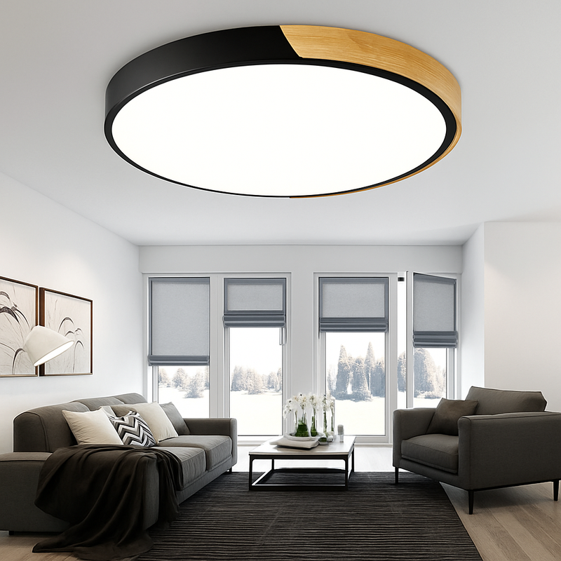 Plafonnier moderne rond métallique et coloré Leonidas