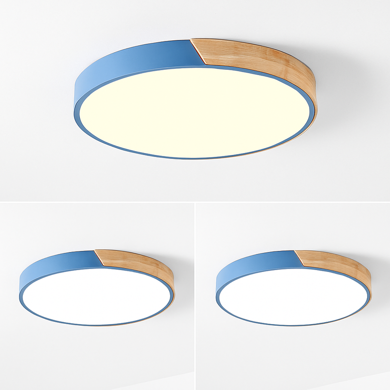 Plafonnier moderne rond métallique et coloré Leonidas