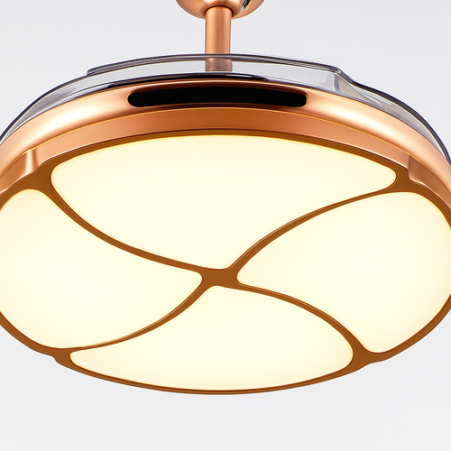 Modern silent ceiling light with integrated LED and fan - vue 5 sur 6