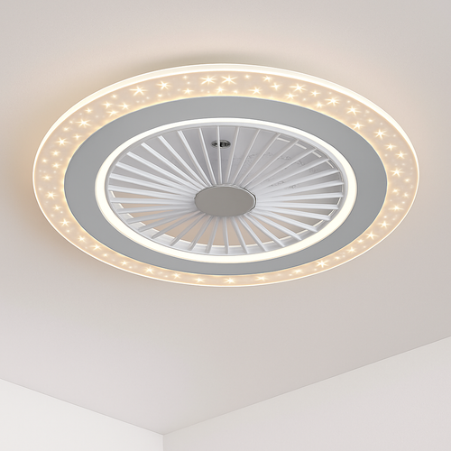 Modern silent ceiling light with fan and remote control - vue 2 sur 9