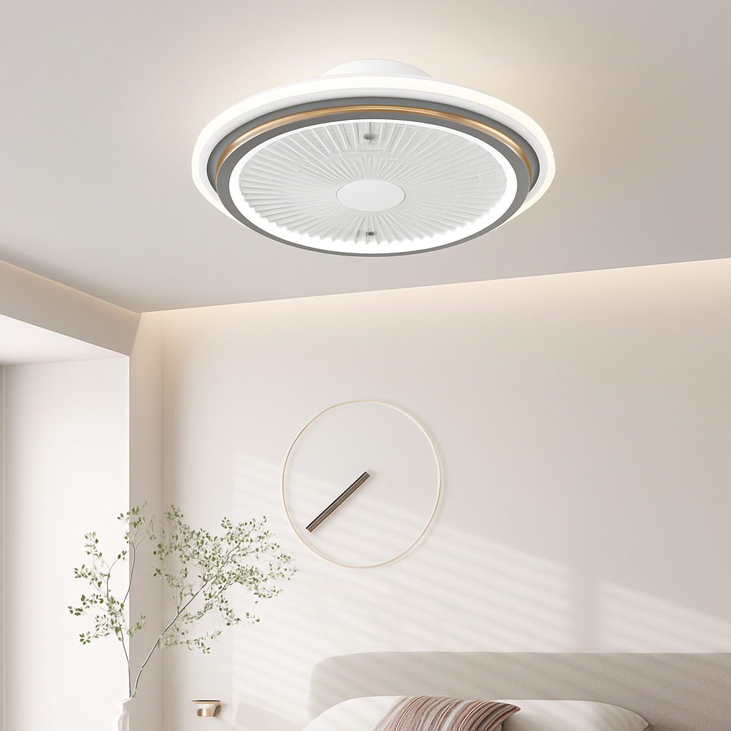 Modern silent ceiling light with fan and remote control