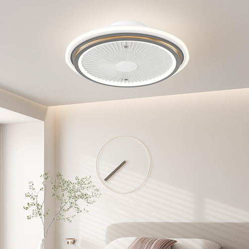 Modern silent ceiling light with fan and remote control - vue 3 sur 9