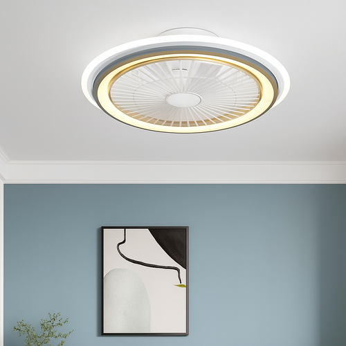 Modern silent ceiling light with fan and remote control - vue 5 sur 9