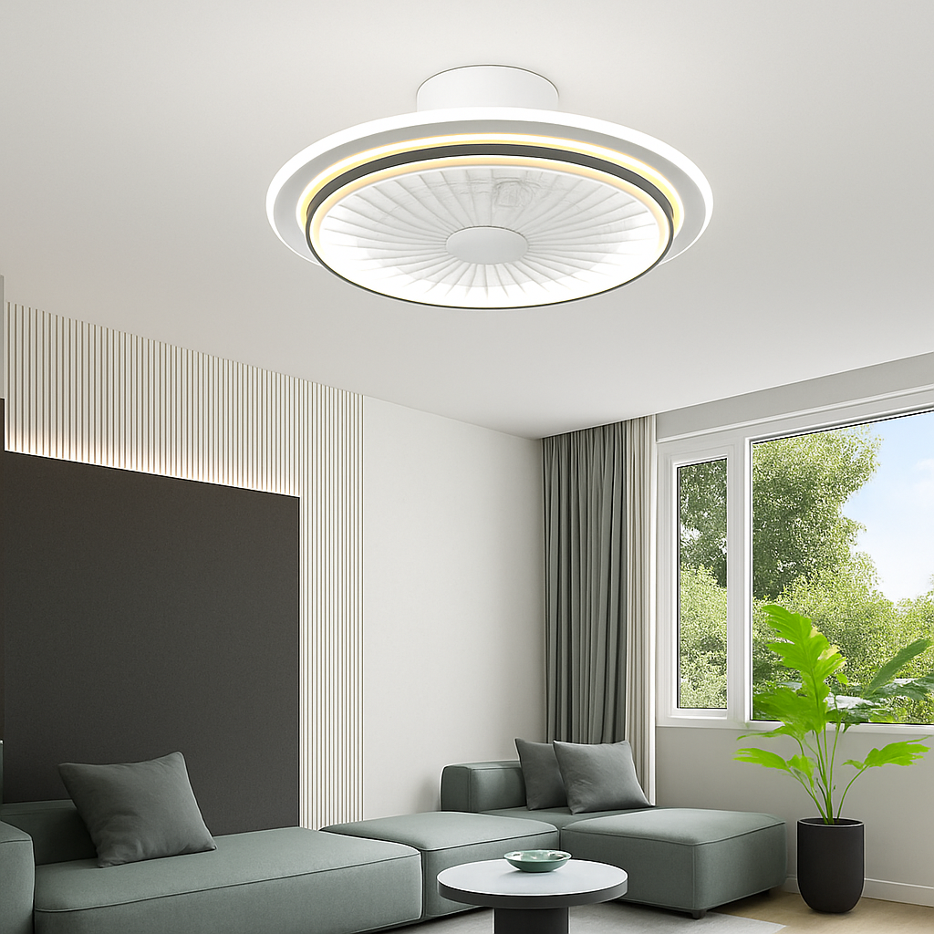 Modern silent ceiling light with fan and remote control - vue 6 sur 9