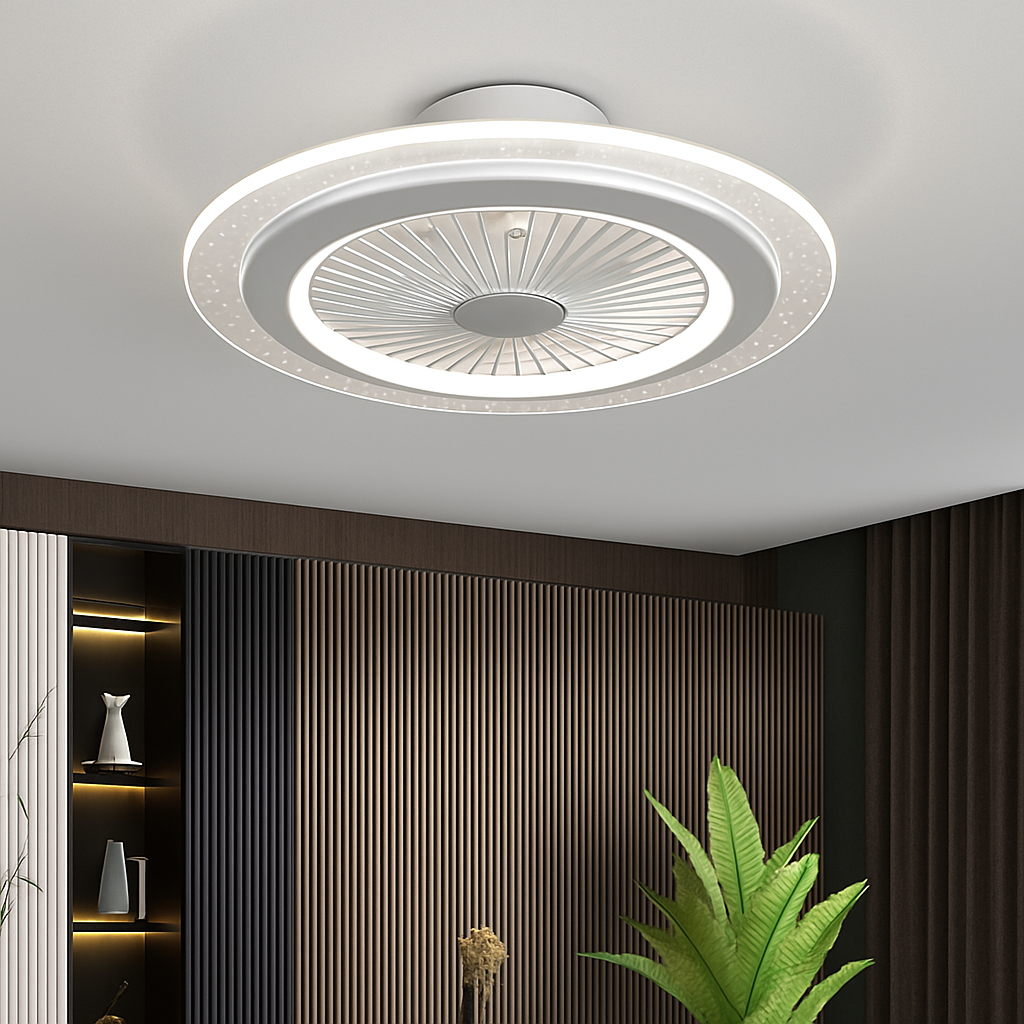 Modern silent ceiling light with fan and remote control - vue 7 sur 9