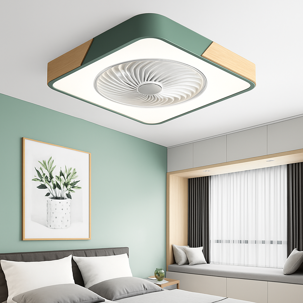 Modern ultra-thin LED ceiling fan with remote control and smart design