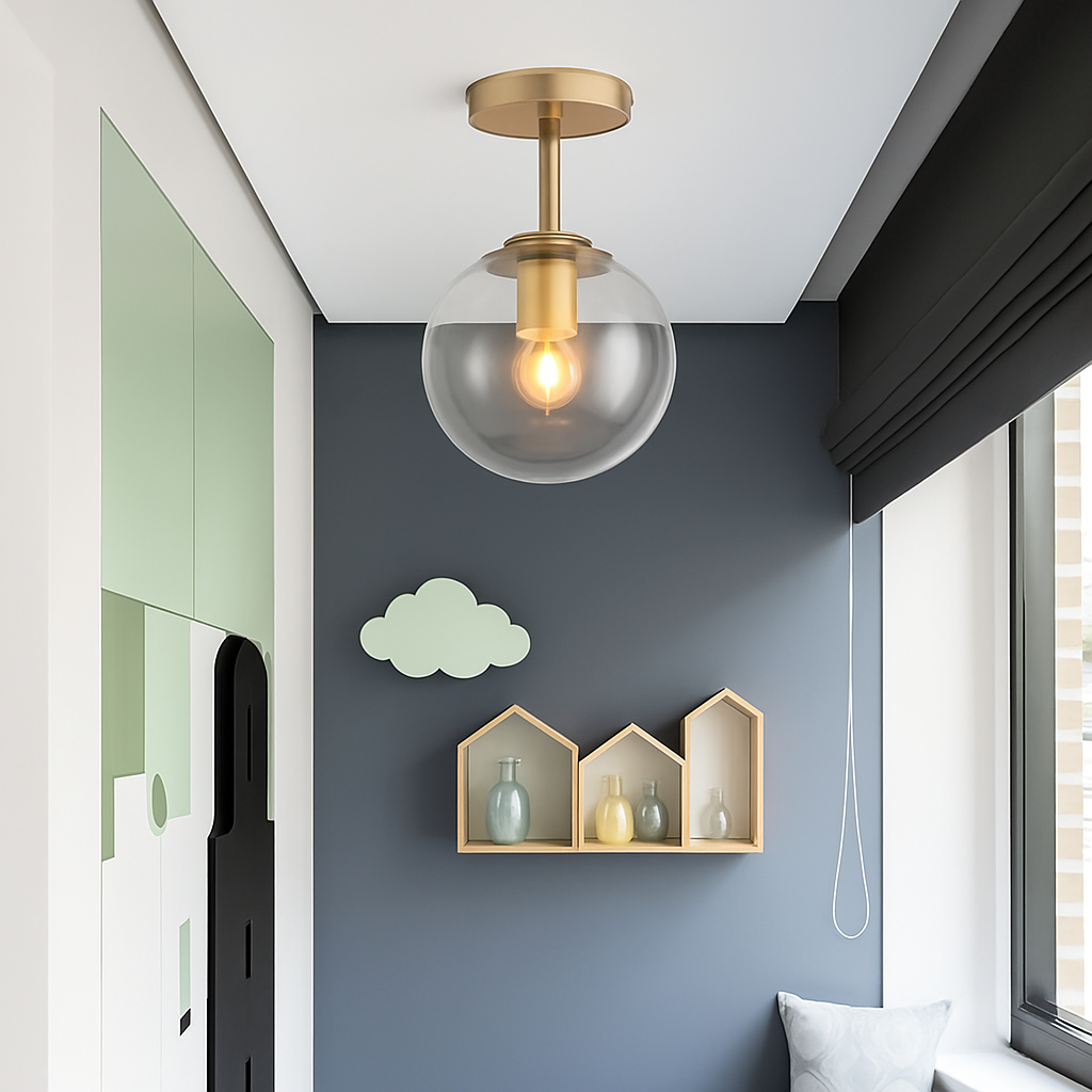 Modern minimalist Nordic round glass ceiling light - vue 3 sur 12