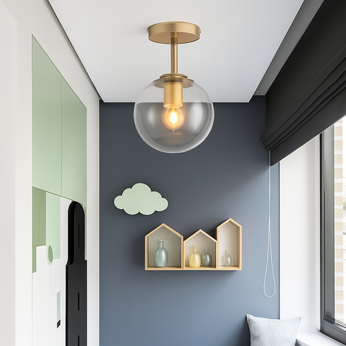 Modern minimalist Nordic round glass ceiling light - vue 4 sur 12