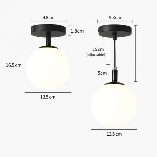 Modern minimalist Nordic round glass ceiling light - vue 5 sur 12