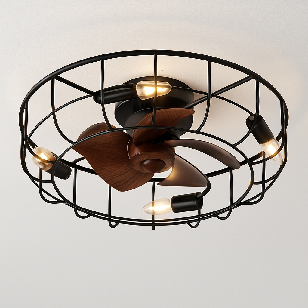 Retro ceiling light with fan and modern design lighting