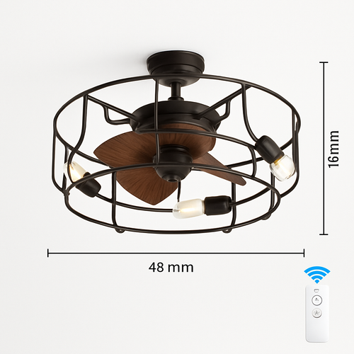 plafonnier rétro avec ventilateur et lumière design moderne - vue 9 sur 8