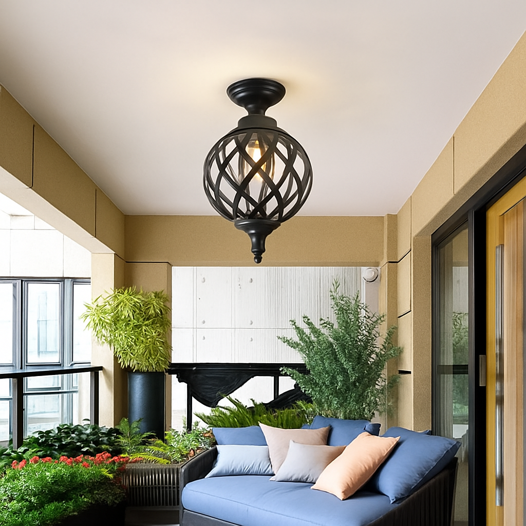 plafonnier rétro extérieur étanche style européen américain pour espaces extérieurs - vue 8 sur 8