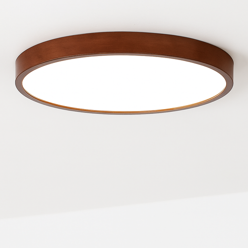 plafonnier rond en bois style nordique pour intérieur moderne
