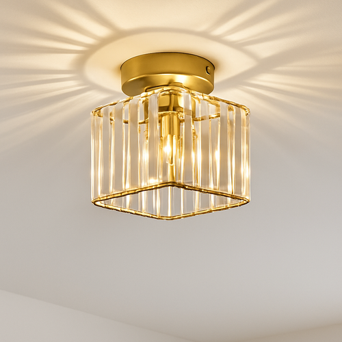 Plafonnier rond ou carré en cristal de verre Luxury - vue 4 sur 11