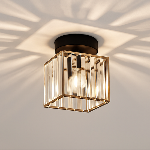 Plafonnier rond ou carré en cristal de verre Luxury - vue 6 sur 11