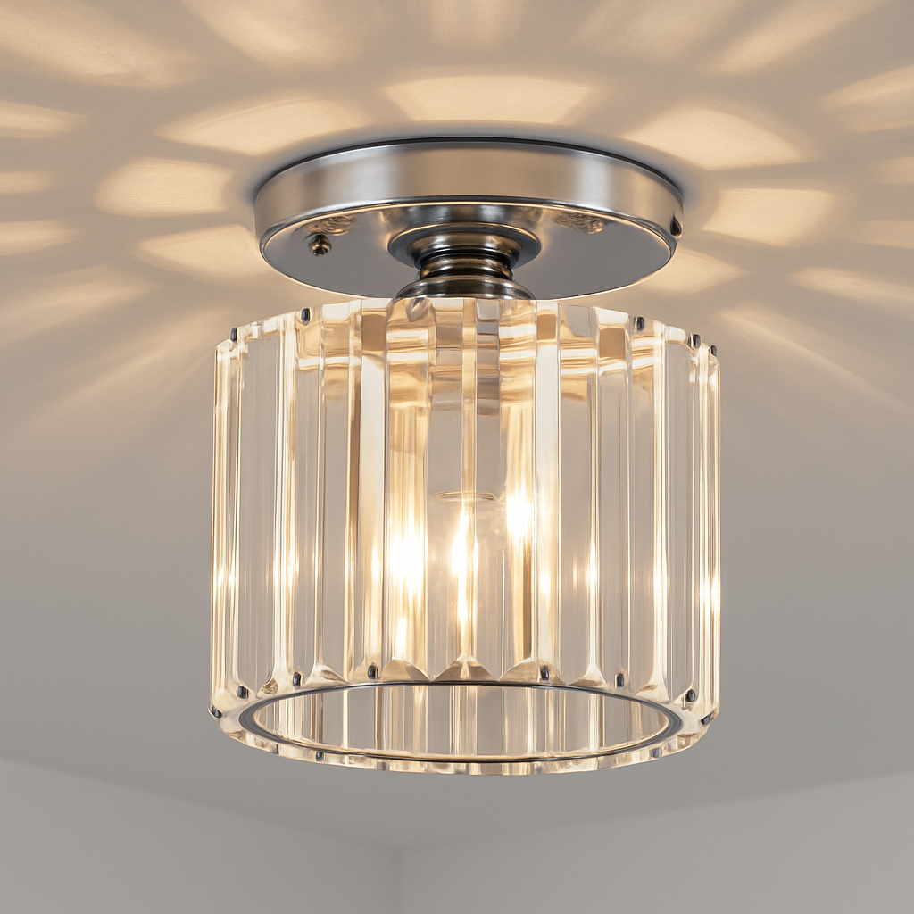 Plafonnier rond ou carré en cristal de verre Luxury - vue 6 sur 11