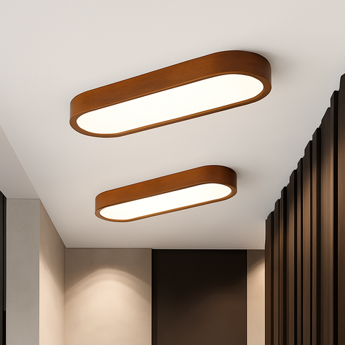 Plafonnier scandinave LED rectangulaire angles ronds Agara
