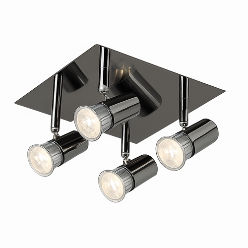 Plafonnier à spots LED dirigeables chromé Satin